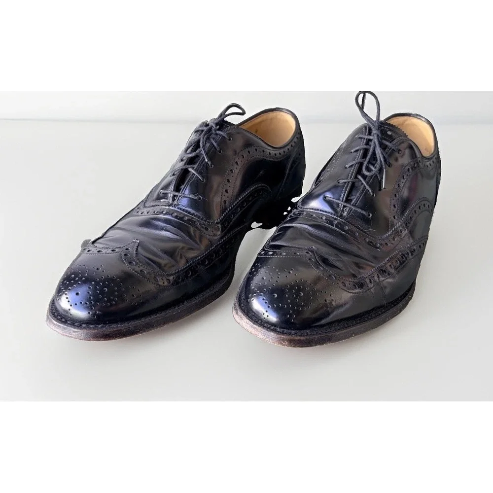 Vin.90's Johnston Murphy Aristocraft Black Lthr Wingtip Greenwich Oxford 9.5 EEE